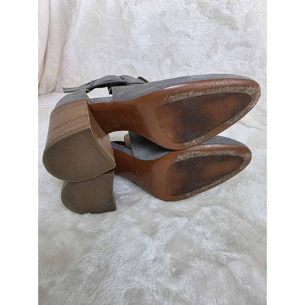 Aquatalia Freddie Grey Suede Cutout Ankle‎ Boots Block Heel Made in Italy